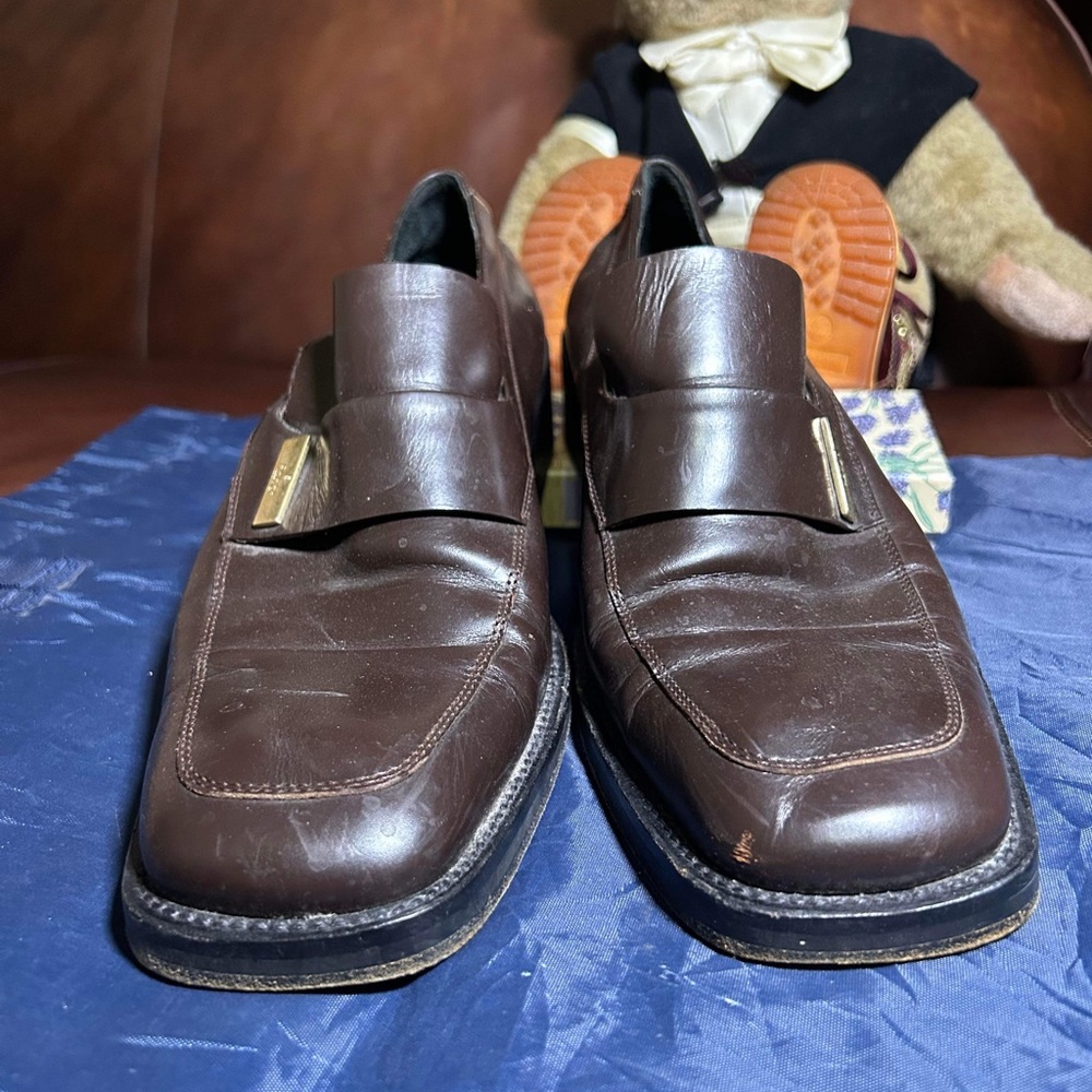 Gucci Brown Leather Dress Shoes Sz 8.5 E - Picture 8 of 12